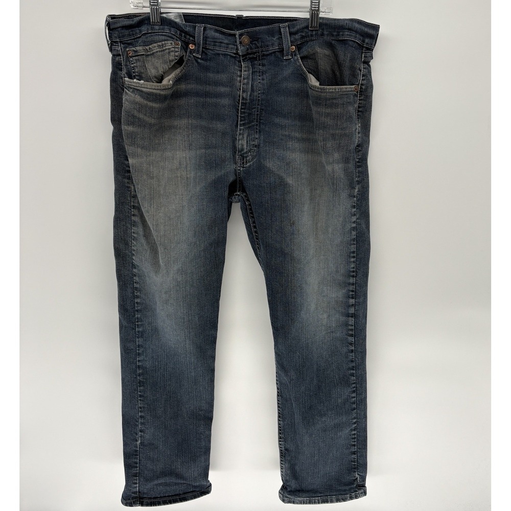 Men's Levi's 505 Straight Leg Dark Wash Blue Denim Jeans Size 38X28.5